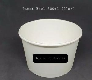 1 PAK 25pcs Paper Bowl 800ml 27oz Mangkuk Kertas Mangkok Putih Tahan Panas ECER