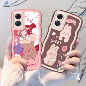 (Lokal Ready) Xinyu Casing hp OPPO Reno 8T 4G Reno 6 5G Reno 5 Reno 5F Reno 4F  Penutup Casing Ponsel TPU Tepi Gelombang Beruang Gadis KartunCase