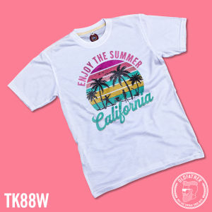 เสื้อยืดคอกลมแขนสั้น ผ้าTK พิมพ์ระบบ Sublimation นุ่ม สวมใส่ สบาย ระบายอากาศไม่ร้อน ( รหัสสินค้า TK 88 )