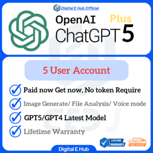 OpenAI ChatGPT 5 Plus Plan - 1 Week & 1 Month Fast Delivery Lifetime Warranty Less User Account Auto Renew