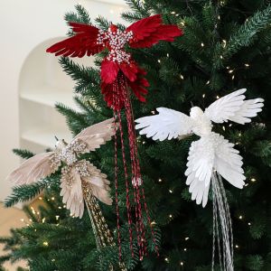 MAOMEI STORE Christmas Decorations 39cm Artificial Hummingbird Decoration Realistic Glitter Bird Hanging Pendant Lifelike Handmade Xmas Tree Ornamentst Christmas Tree