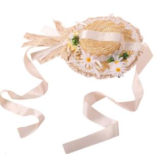 Panama Hat with Ribbon French Hat Summer Sunscreen Handmade Tea Party Outdoor Activities for Ladies