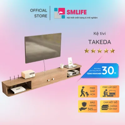Kệ tivi gỗ treo tường phòng khách SMLIFE Takeda
