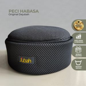 Dejubah - Kopiah Peci HABASA Hitam Polos untuk Shalat Umroh Haji Pria & Anak Songkok ini Lentur & Mudah Dicuci