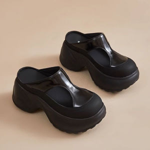 Free Shipping Baotou WomenS Half-Slipper Sandals 2026 Summer New Style Hollowed-Out Breathable Platform-Soled Height-Increasing Shoes