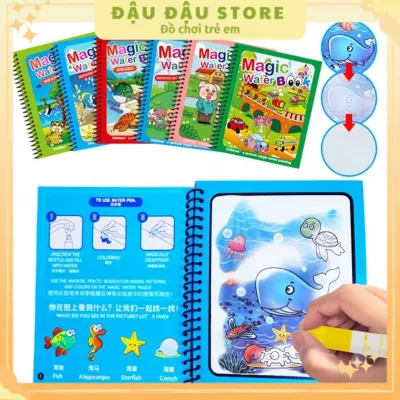 Tranh Tô Màu Nước Ma Thuật Tự Xóa Sách Tập Tô Thần Kỳ Magic Water Book Cho Bé Tặng 1 Bút Tô Màu Đậu Đậu Store