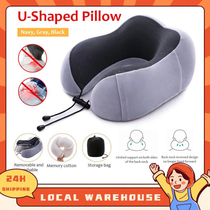 Soft U Shaped Slow Rebound Memory Foam Travel Neck Pillow for Office ...
