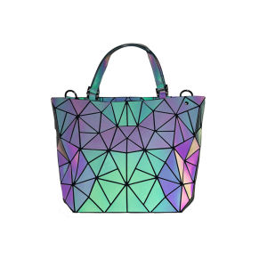 Diamond Bag OEM for Women 2023 New Laser Geometric Diamond Pattern Bag Folding Handbag Fashion Shoulder Bag for Ladies Fashion