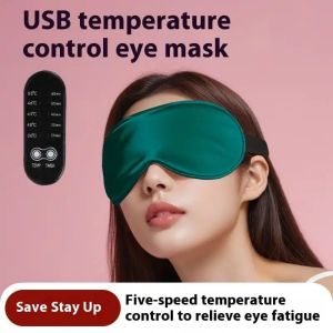 MISSLADY Adjustable Timer USB Temperature Control Eye Electric Constant Temperature Control Heating Sleep Eye Sleeping Aid Breathable Simulation Silk Eye Home Travel