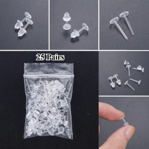 50PCs /bag Transparent Plastic Diy Earrings Plug Ear Needles Non-allergic Ear Stick Ear Stud Plastik Ring