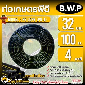 B.W.P ท่อเกษตร PE LDPE 32มิล 4บาร์ 1นิ้ว 100เมตร ท่อรดน้ำพืช ระบบน้ำหยด สวน ระบบน้ำ ท่อส่งน้ำ แข็งแรง ทนทานต่อการกัดกร่อน ไม่กรอบแตก จัดส่ง FLASH