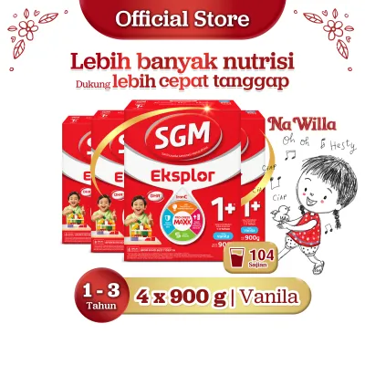 SGM Eksplor 1+ dengan IronC Susu Pertumbuhan Rasa Vanilla 4x900gr - Untuk Usia 1-3 Tahun