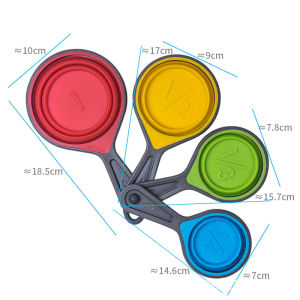 Silicone Measuring Cup Set of Four Retractable and Foldable Measuring Cups and Spoons High Temperature Resistant Baking Measuring Tools In Stock [ Free Shipping ]