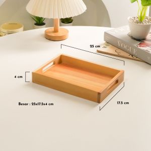 Nampan Kayu Kotak Pinus Estetik Handle Lurus/Wooden Tray/Baki Hantaran Seserahan Tatakan Kayu Aesthetic