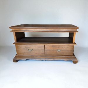 (ประกอบแล้ว) โต๊ะไม้สัก โต๊ะทีวี ตู้ไม้สักชั้นวางทีวี ตู้วางทีวี สีเสี้ยนดำ ทนทาน เฟอร์นิเจอร์ไม้สัก 103x44x63cm Media Console Table in dark brown