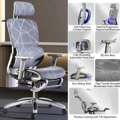 Office chair foldable gaming chair lightweight 3D home chair with leg support and flip 3D armrests ergonomic massage chair gaming chair