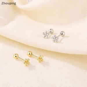【ZP】 Cute Jewerry 1 cặp Vàng Minimalism Bông tai bạc mini hoa nhỏ tai Stud cho phụ nữ thời trang Stud Bông tai xuyên đồ trang sức món quà sinh nhật