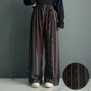 ONE SET BAJU INARA MIX CELANA KULOT SANTAI HOMMY PREMIUM MOTIF TRIBAL COKLAT