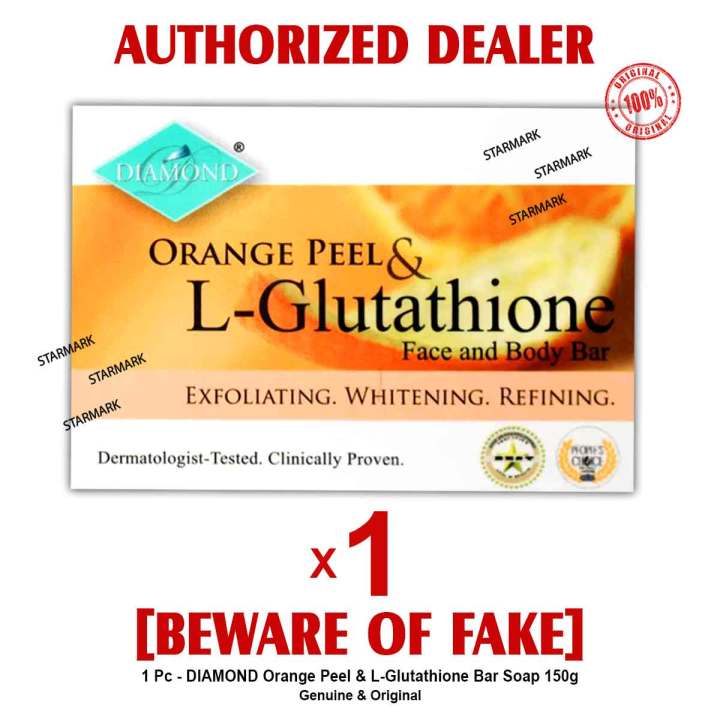 orange peel l glutathione soap DIAMOND Orange Peel and L-Glutathione Soap Face and Body Bar Soaps 150g  Bars Authentic Red Continental - 1 Pc