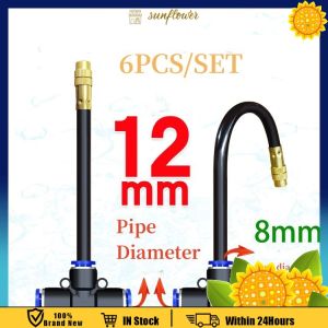 6PCS/SET Flexible Spray Nozzle 8mm Water Hose T-Slip-Lock Connector Garden Humidification Sprayer