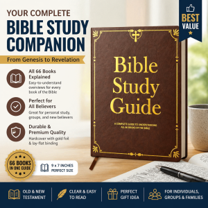 Bible Study Guide – Gold Foil Leather Cover 66 Books Summary for Daily Devotion & Gift Giving
