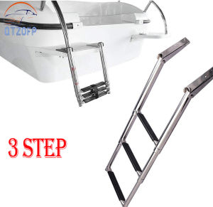 [local delivery] 3 Step Telescoping Folding Ladder For Marine Boat Accessories Platform Boarding Swim Slide Mount Step Stair Ladder for Marine Boat Yacht Swimming Pool
