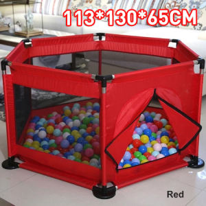 Beige Baby playpen Big Size with Balls Foldable Portable Indoor Play Fence for Toddlers and Kids Home Safety Fence
