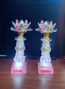 ĐÈN THỜ PHA LÊ HOA SEN THÍCH HỢP CHO BÀN PHẬT GIA TIÊN CỬU HUYỀN... ĐÈN ĐỔI MÀU (1 CẶP)