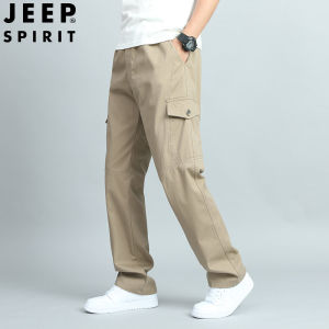 JEEP SPIRIT Mens Pants New Oversized Cargo Pants Loose Straight Leg Mens Multi Pocket Pants Mens Pure Cotton Thin Casual Pants