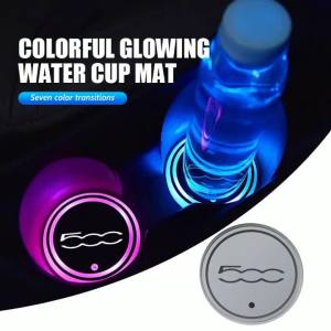 dncnf For Fiat Abarth 595 695 500X RGB Ambient Light Cup Coaster USB Charging Anti-Slip Drink Mat Freemont Doblo Stilo Q9Z6P