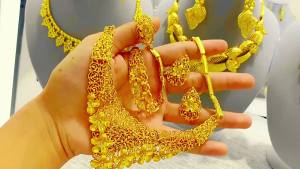 【品质精选】艾妮德女式24k渡金首饰套装印度新娘结婚项链耳环戒指手链套