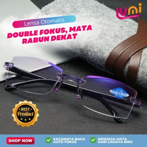 Kacamata 4 in 1 Baca Super Plus Auto Fokus Blueray anti radiasi +1.00 s/d +3.00 untuk rabun
