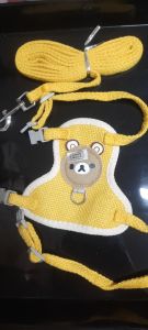Dây dắt yếm cho chó mèo Dây yếm đeo cao cấp thú cưng hình mặt gấu dễ thương cotton thoáng khí