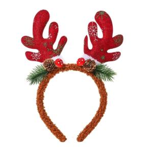 Antler Pinecone Mistletoe Hair Hoop for Women and Girls Stylish Accessory Multipurpose Headbands Photo Props