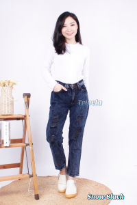 TRIVELA - CELANA JEANS BOYFRIEND SOBEK DIVARY SNOWBLUE