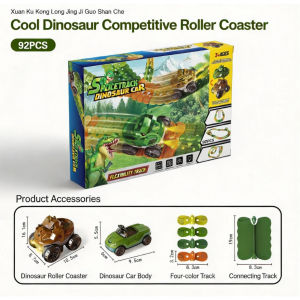 SG Ready Stock Dinosaur Electric Rail Car Toy Flexible DIY Assemble Anti-Gravity Track Roller Coaster Set