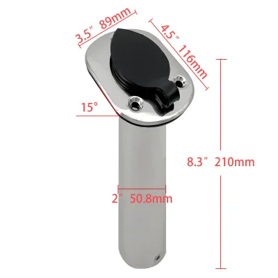 15/30 Degree Stainless Steel Boat Fishing Rod Holder Flush Mount Pole Stand Silver