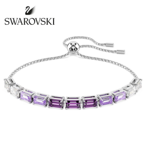 SWAROVSKI Luxury (New)Matrix Tennis rectangular cut purple gemstone bracelet S925 sterling silver womens fashion bracelet