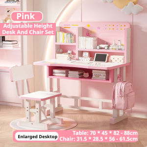 JIAJU Kids Tables & Sets Children Adjustable Study Desk With Chair Meja Belajar Kanak-Kanak Adjustable Cute pattern Environmentally Friendly Board兒童學習桌