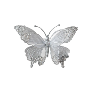 Shatterproof Butterfly Christmas Decoration 25Cm Glittering Mesh Wing Design Indoor Outdoor Holiday Party Supplies