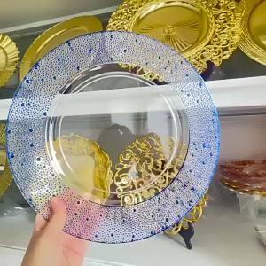LZD Liheng Classic Transparent Bead Edge Plate Fruit Plate Wedding Banquet Plate European-Style Household Decorative Tray Pastry Small Zero