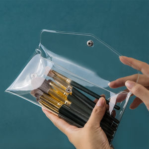 Ins Transparent Button Makeup Brush Bag Convenient Small Waterproof Travel Multifunctional Lipstick PVC Storage Bag