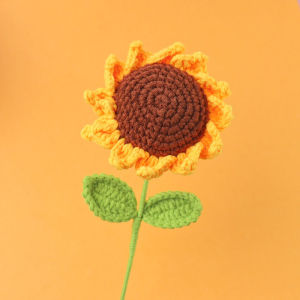 Wool sunflower knitted finished bouquet hand-woven simulation everlasting flower sunflower sunflower hand-woven wool crochet bouquet daisy flowers