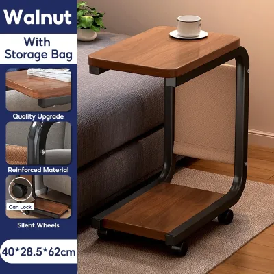 DODO Movable Coffee Tea Table Sofa Side Table With Wheels Small Bedside Table Laptop Table For Home Bedroom Storage Rack