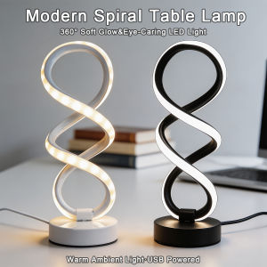 1pc Modern Spiral LED Bedside Table Lamp 3‑Color Dimmable Ambient Night Light Desktop Decor Ornament Holiday Gift Choice