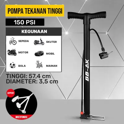 Pompa Angin Ban 160 PSI Sepeda Motor Mobil Bola Balon / Pompa Multifungsi CAB 60 CM