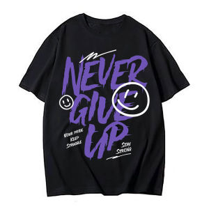 HeyKeyy Kaos Distro Lengan Pendek NEVER GIVE UP