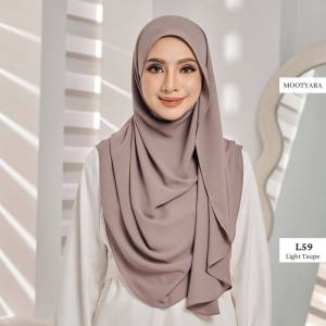 Thea Instant Shawl Premium Heavy Chiffon Takpayahgosok Black Light Taupe Hijab