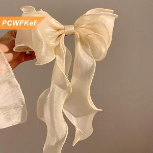 【PCWFKef】 Lưới barrette Bow Ribbon Clip tóc ngọt ngào nhẹ nhàng nữ tính trở lại của đầu siêu Cổ Tích kẹp tóc tiên tiến thời trang phụ kiện mũ nón