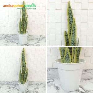 Pohon Artificial Daun Lidah Mertua Latex Pot Effiel Plastik Tanaman Hias Sansevieria Imitasi Pajangan Dekorasi Rumah